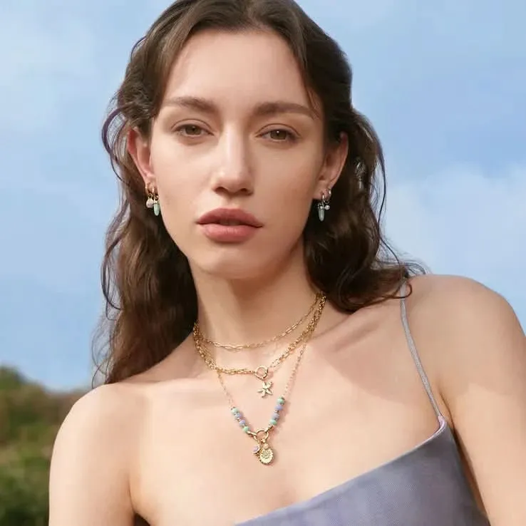 Ania Haie Gold Amazonite Agate Charm Connector Necklace N055-02G Ania Haie Jewellery