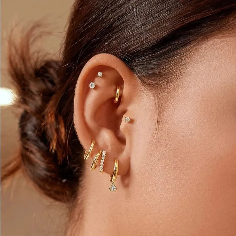Ania Haie Gold Cubic Zirconia Drop Huggies E059-12G Ania Haie Jewellery