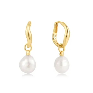 Ania Haie Gold Freshwater Pearl Drop Hoops E058-05G Ania Haie Jewellery