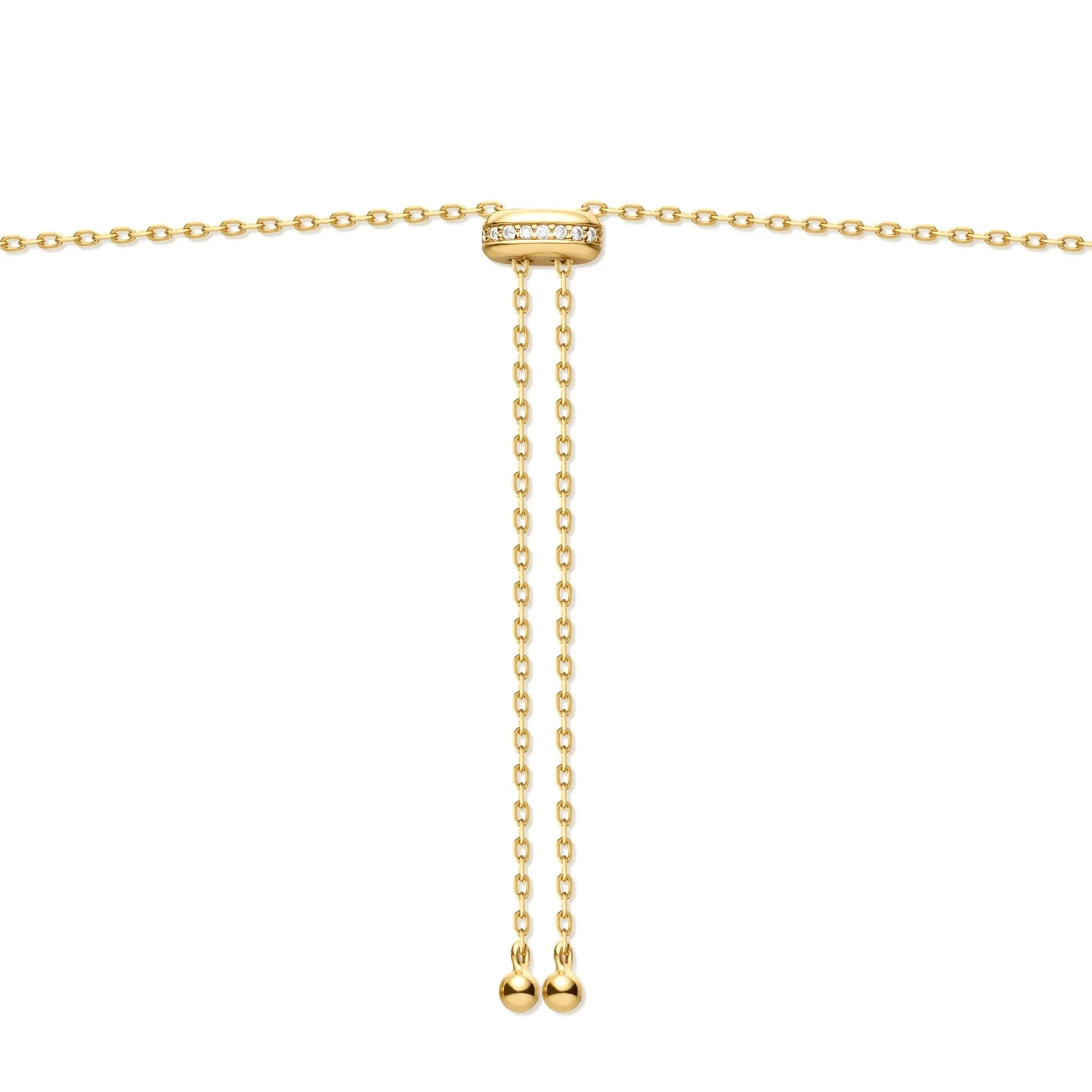 Ania Haie Gold Freshwater Pearl White Cubic Zirconia Bezel Set Slider Necklace N058-06G Ania Haie Jewellery