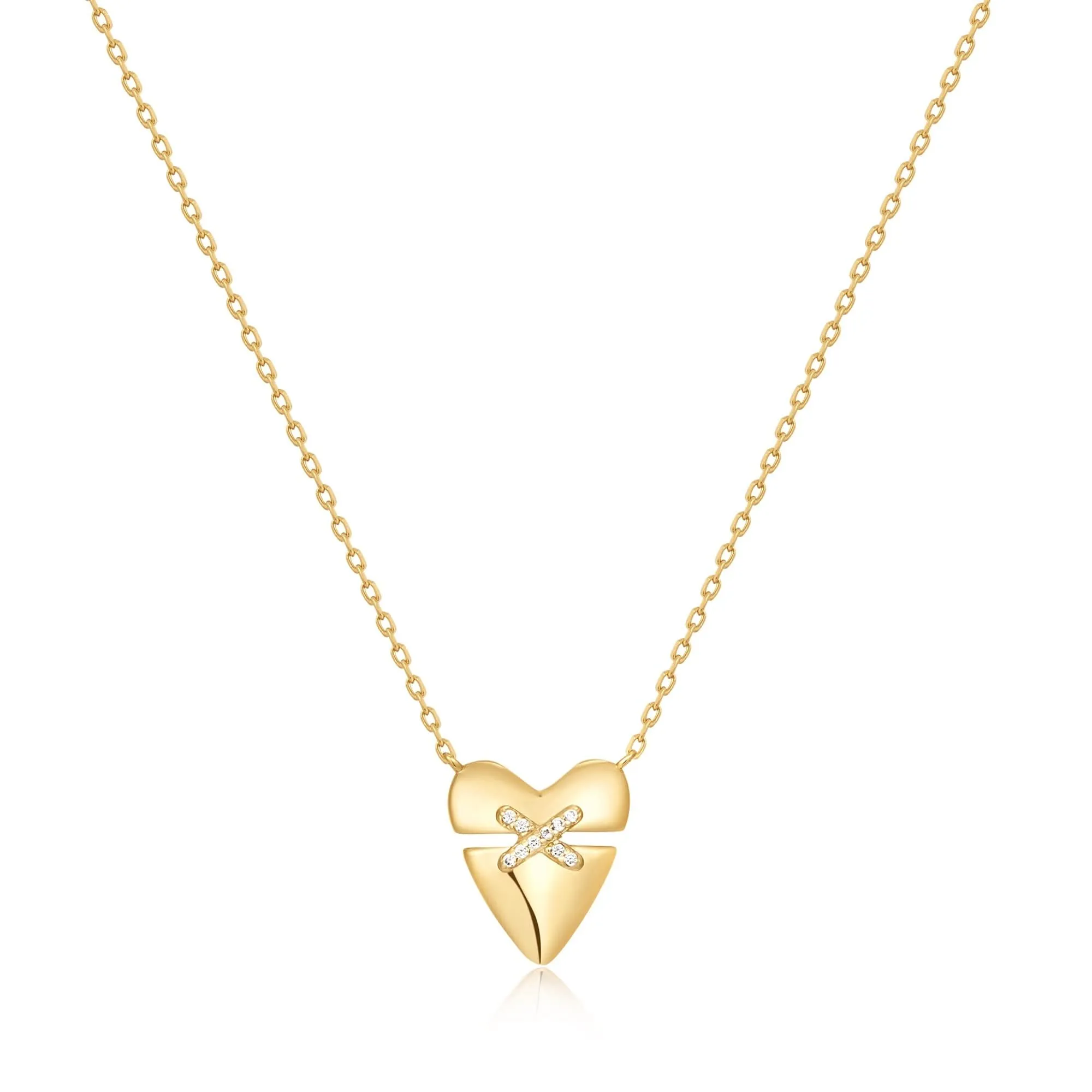 Ania Haie Gold Heart Kiss Pavé Necklace N057-02G Ania Haie Jewellery