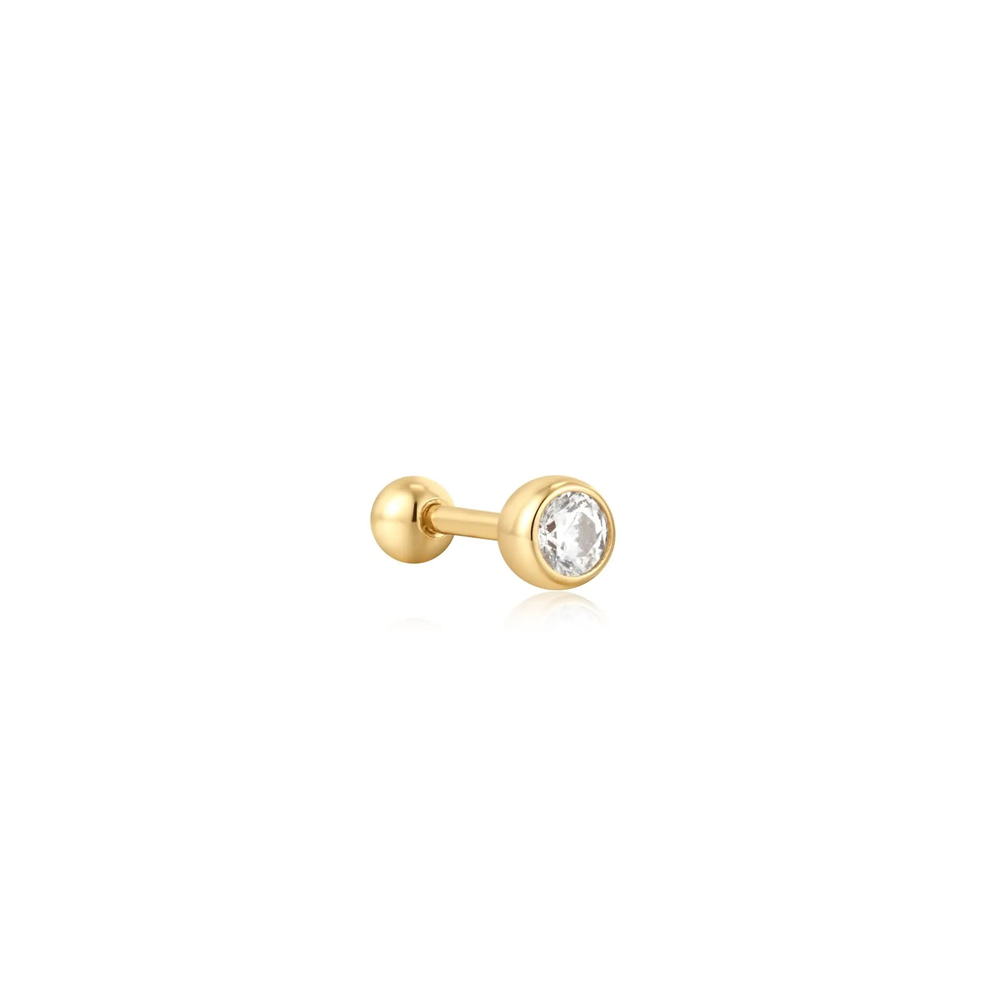 Ania Haie Gold Solitaire Cubic Zirconia Barbell E059-01G Ania Haie Jewellery