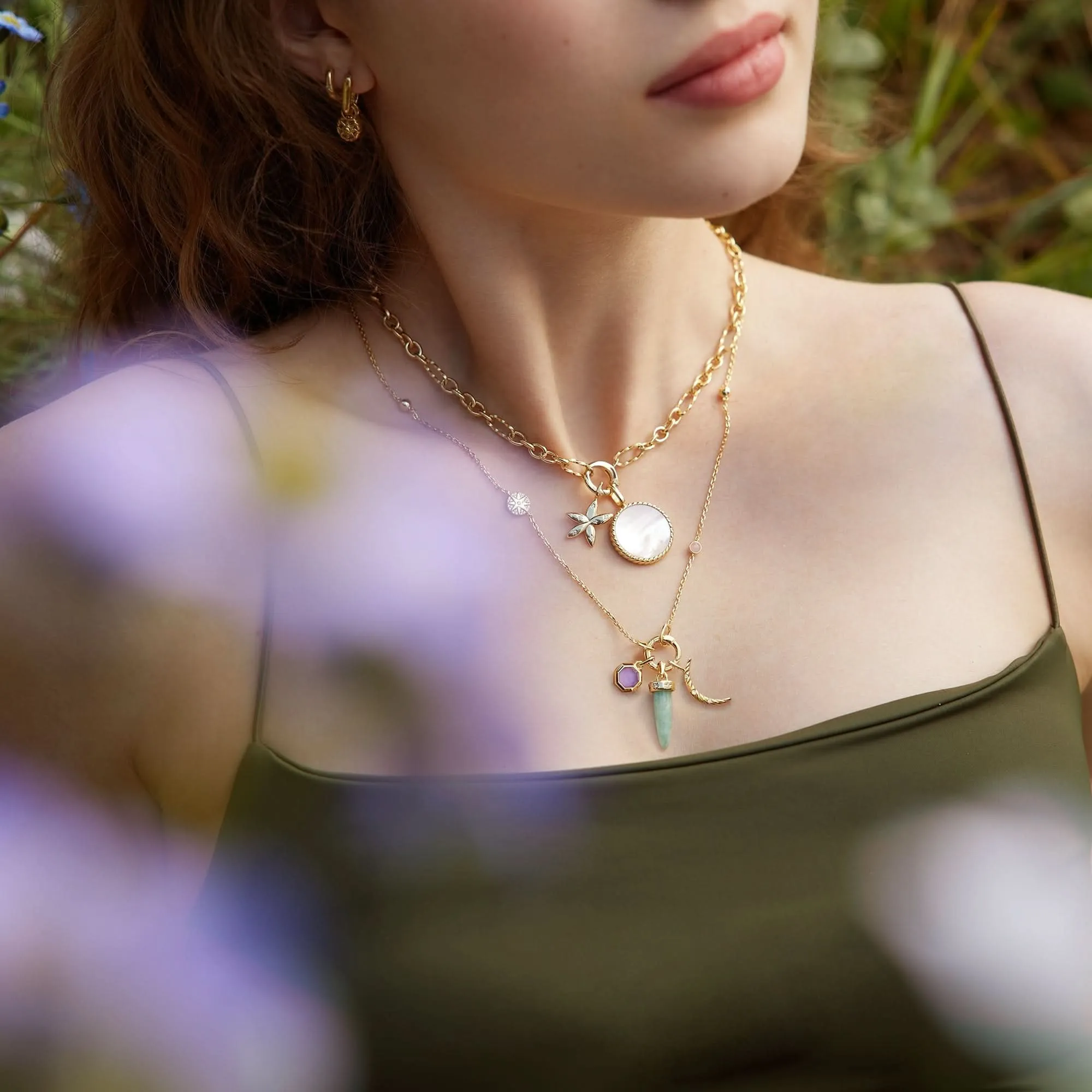 Ania Haie Gold Star Rose Quartz Charm Connector Necklace N055-01G Ania Haie Jewellery
