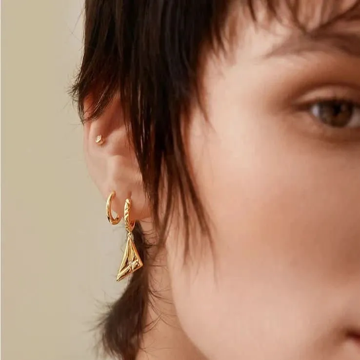 Ania Haie Gold Triangle Kiss Drop Huggies E059-19G Ania Haie Jewellery