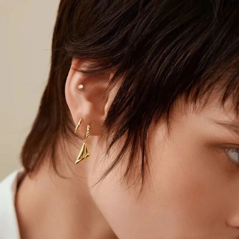 Ania Haie Gold Triangle Kiss Drop Huggies E059-19G Ania Haie Jewellery