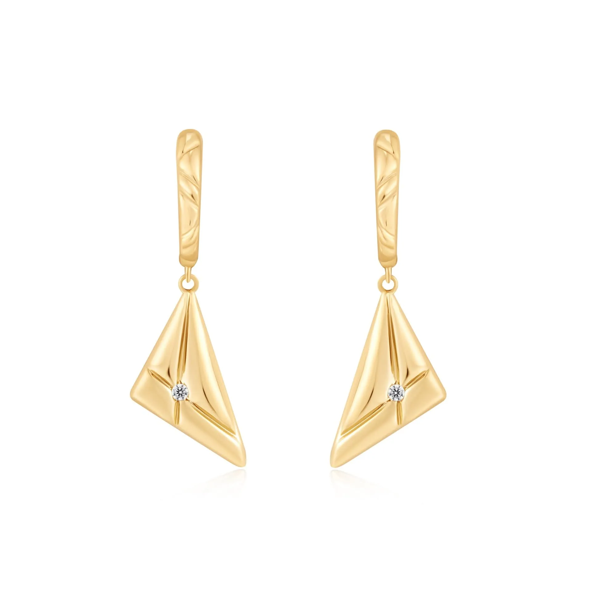 Ania Haie Gold Triangle Kiss Drop Huggies E059-19G Ania Haie Jewellery