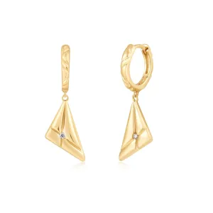 Ania Haie Gold Triangle Kiss Drop Huggies E059-19G Ania Haie Jewellery
