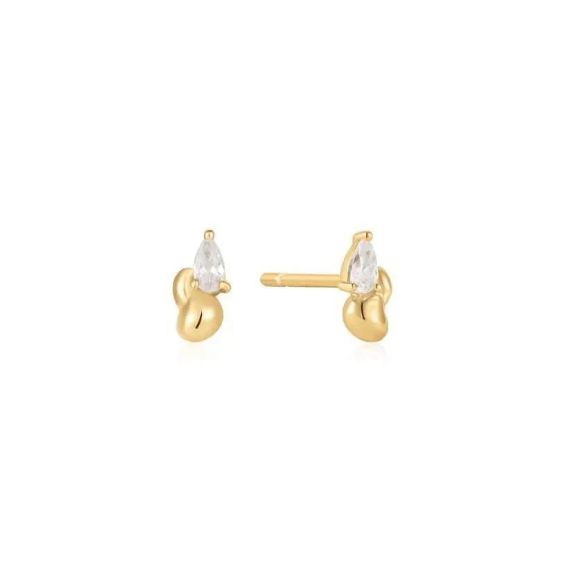Ania Haie Gold Twisted Wave Stud Earrings E050-02G Ania Haie Jewellery