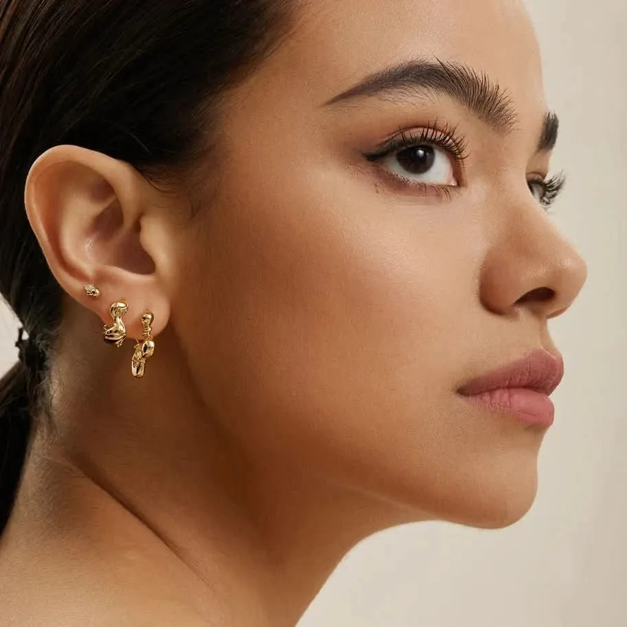Ania Haie Gold Twisted Wave Stud Earrings E050-02G Ania Haie Jewellery
