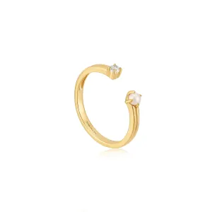 Ania Haie Jewellery Pearl Power - Pearl Sparkle Adjustable Ring - 2 colours