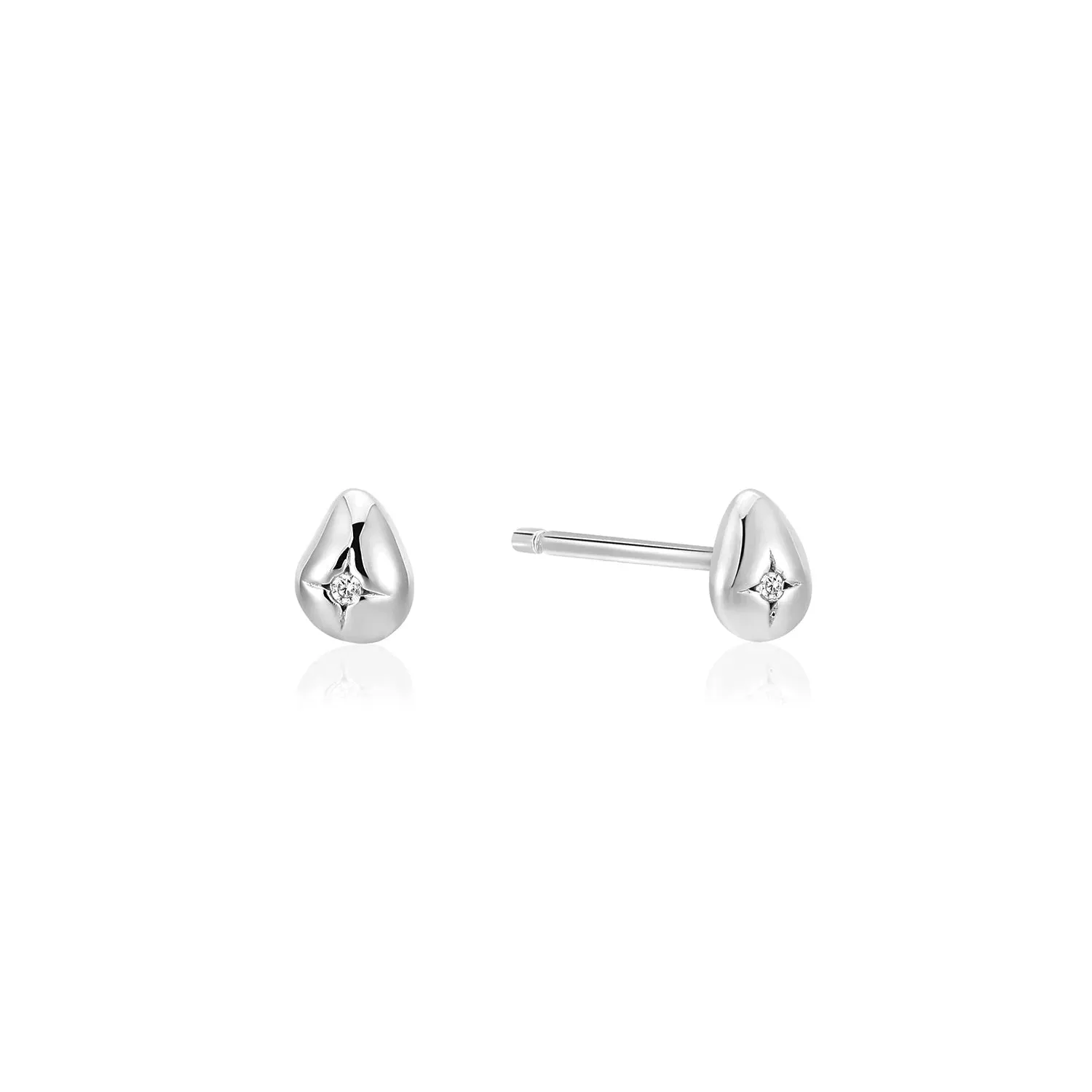 Ania Haie Jewellery Pearl Power - Silver Pebble Sparkle Stud Earrings