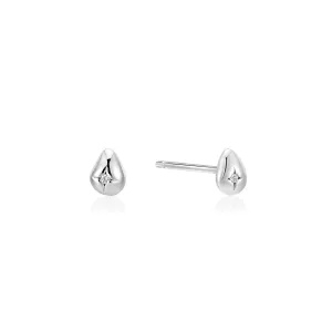 Ania Haie Jewellery Pearl Power - Silver Pebble Sparkle Stud Earrings