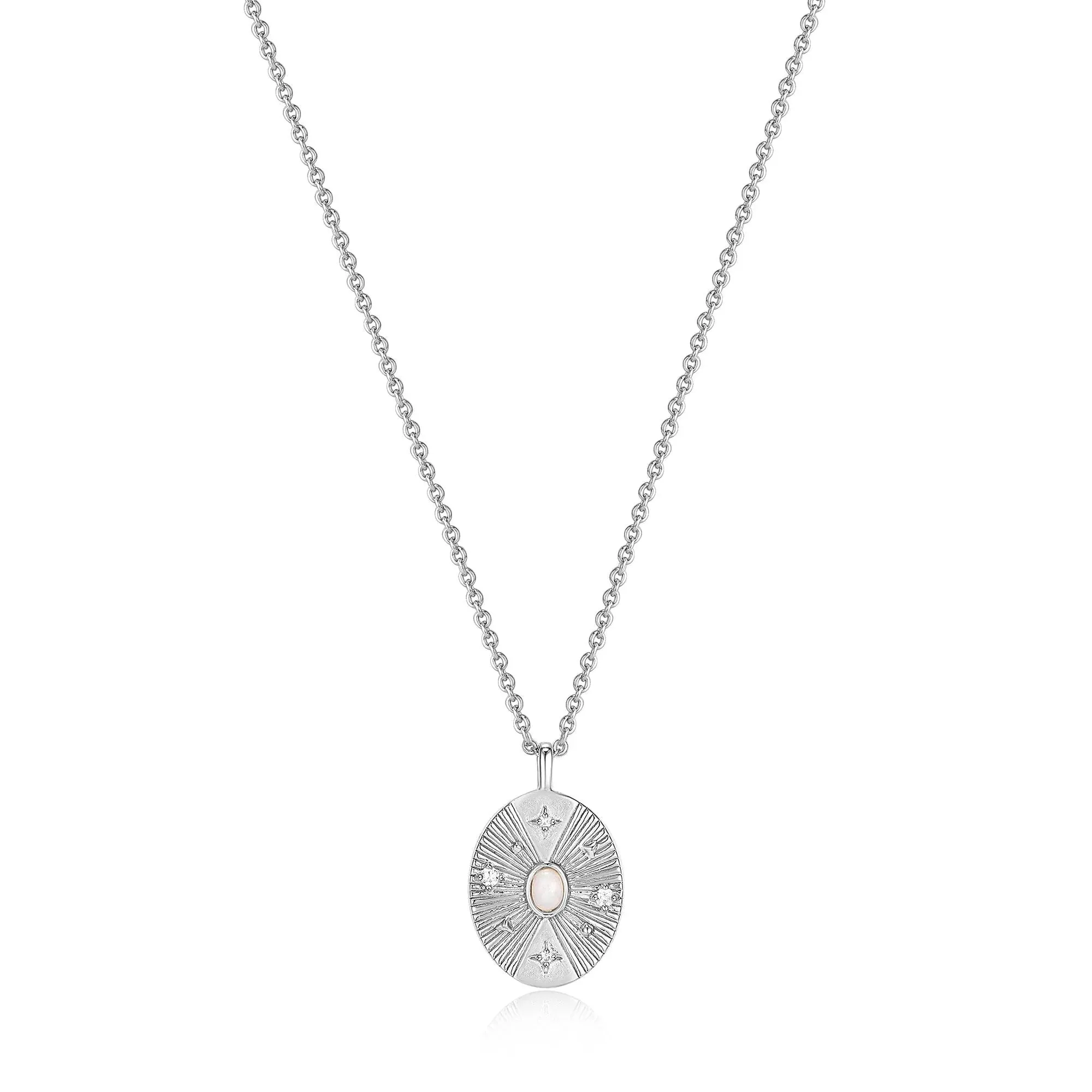Ania Haie Jewellery Rising Star - Silver Scattered Stars Kyoto Opal Disc Necklace