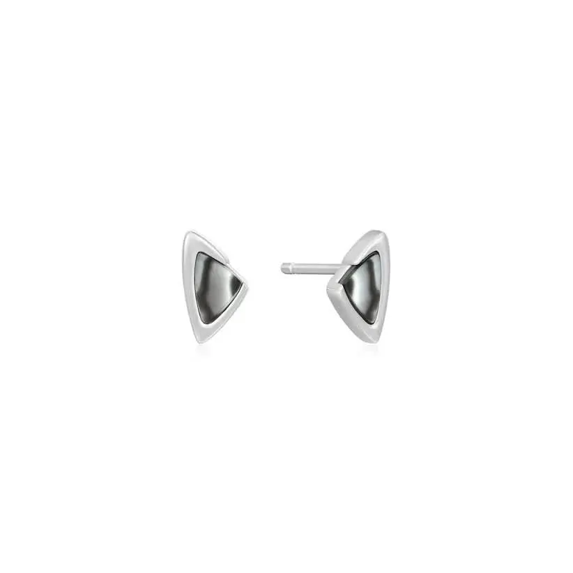 Ania Haie Silver Arrow Black Mother Of Pearl Stud Earrings E049-01H Ania Haie Jewellery