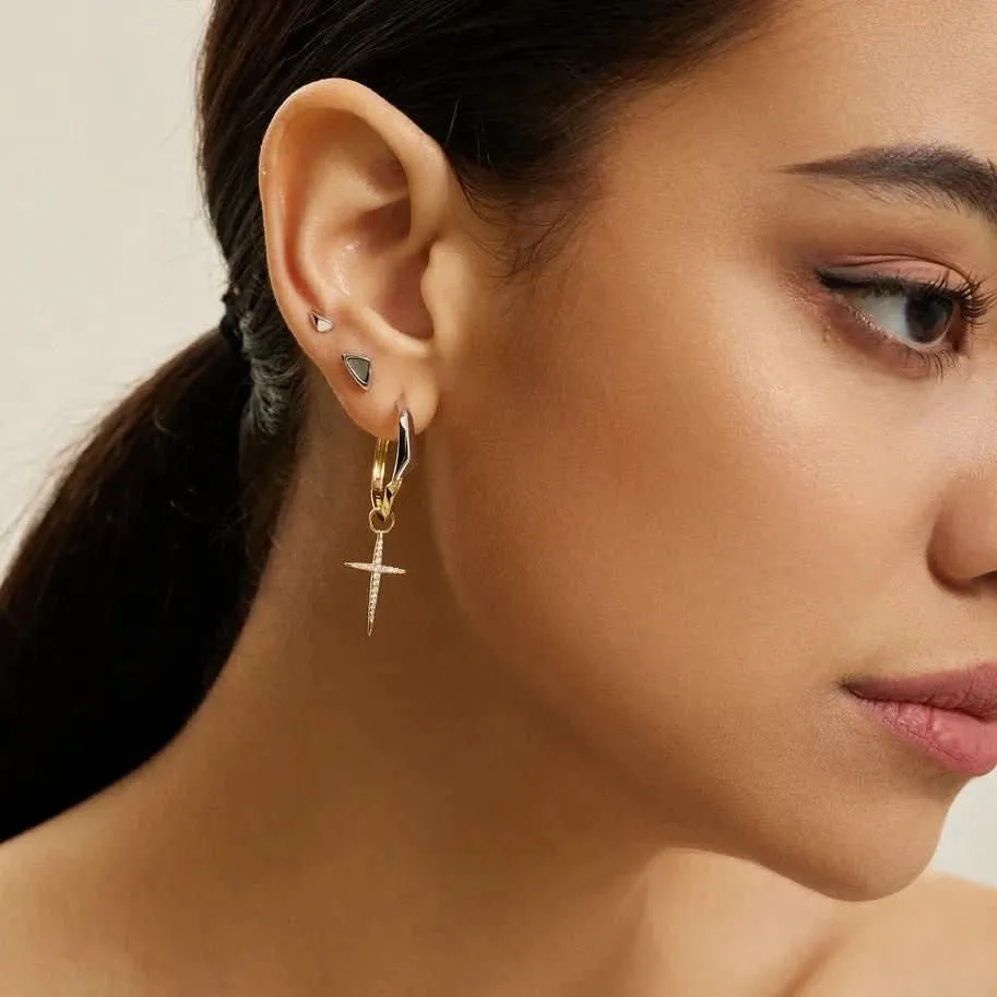 Ania Haie Silver Arrow Black Mother Of Pearl Stud Earrings E049-01H Ania Haie Jewellery