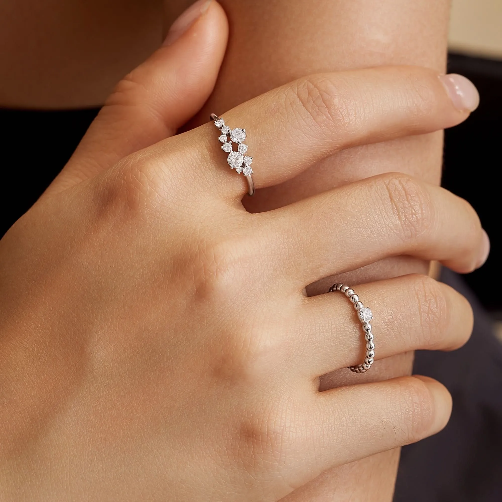 Ania Haie Silver Flower Cluster Pavé Ring R058-02H Ania Haie Jewellery