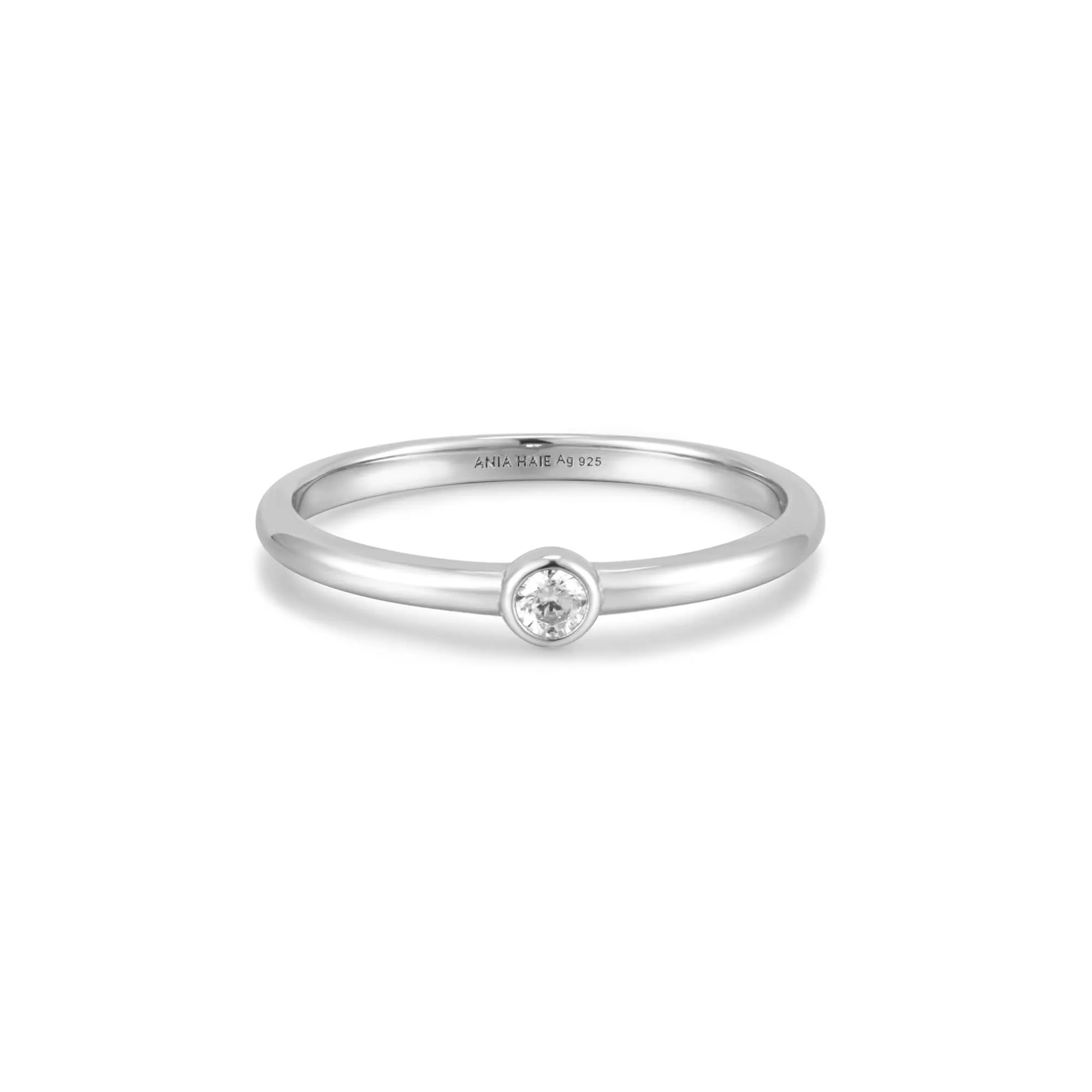 Ania Haie Silver Half Round Cubic Zirconia Ring R059-02H Ania Haie Jewellery