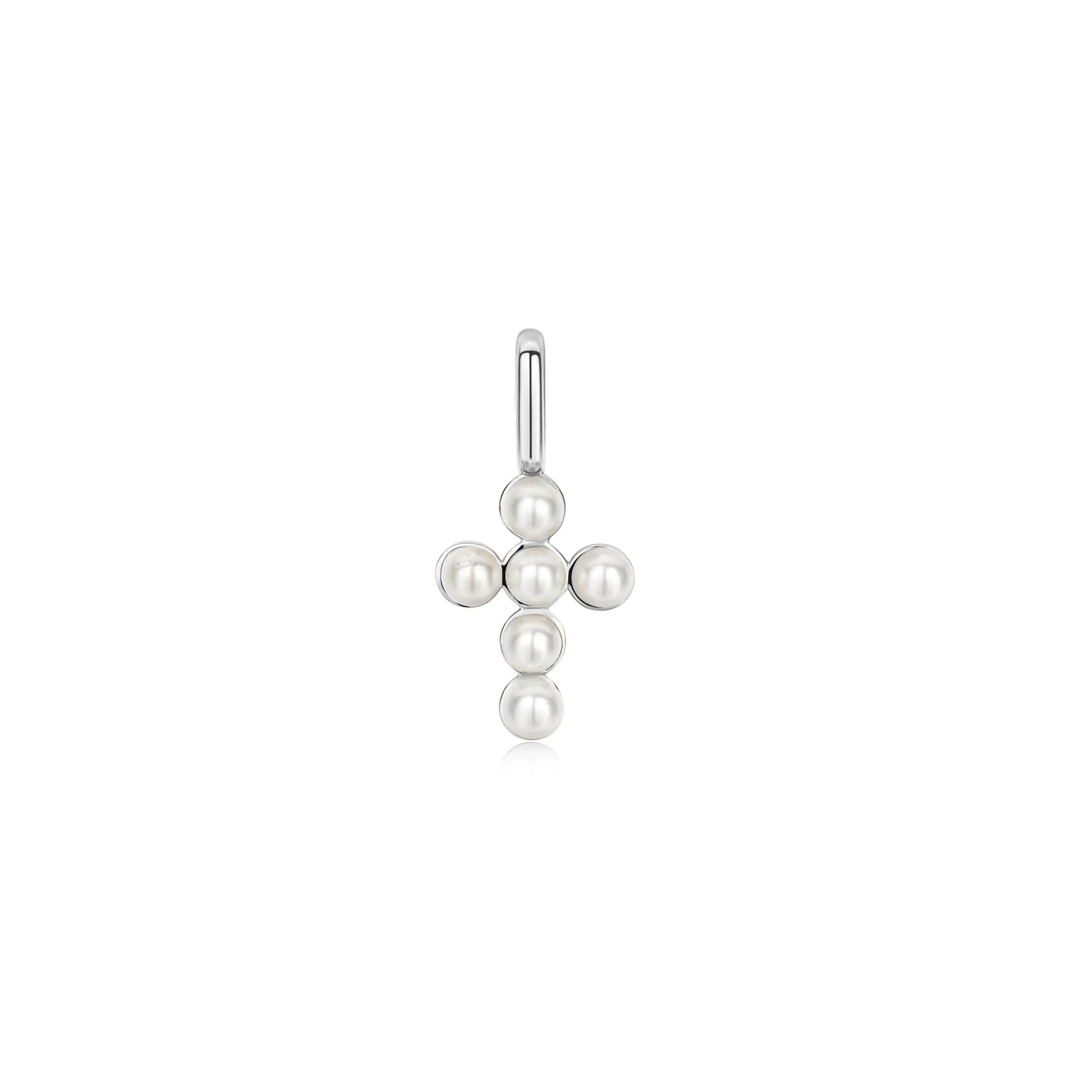 Ania Haie Silver Shell Pearl Cross Charm NC060-06H Ania Haie Jewellery