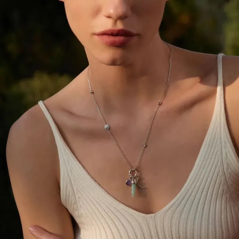 Ania Haie Silver Star Rose Quartz Charm Connector Necklace N055-01H Ania Haie Jewellery
