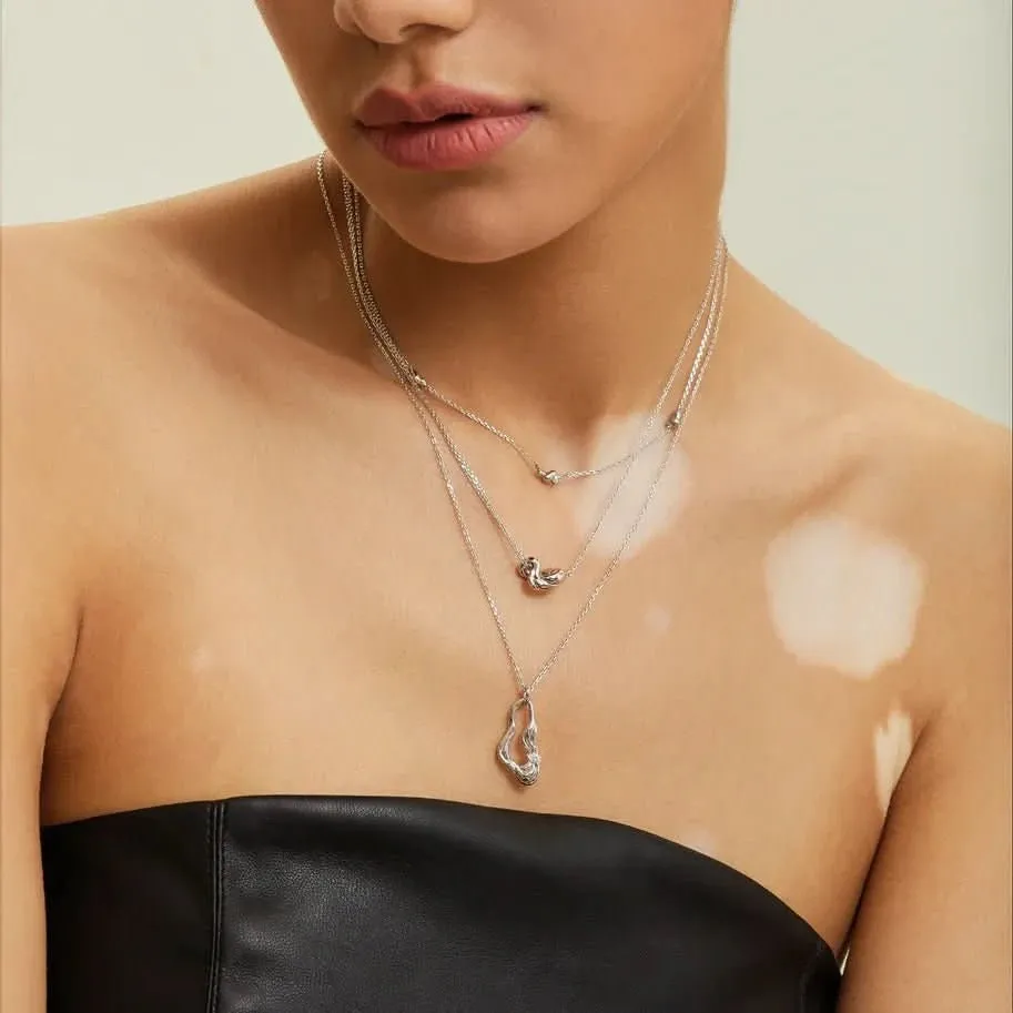 Ania Haie Silver Twisted Wave Drop Pendant Necklace N050-01H Ania Haie Jewellery