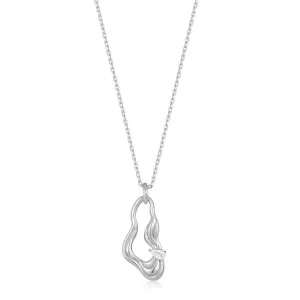 Ania Haie Silver Twisted Wave Drop Pendant Necklace N050-01H Ania Haie Jewellery