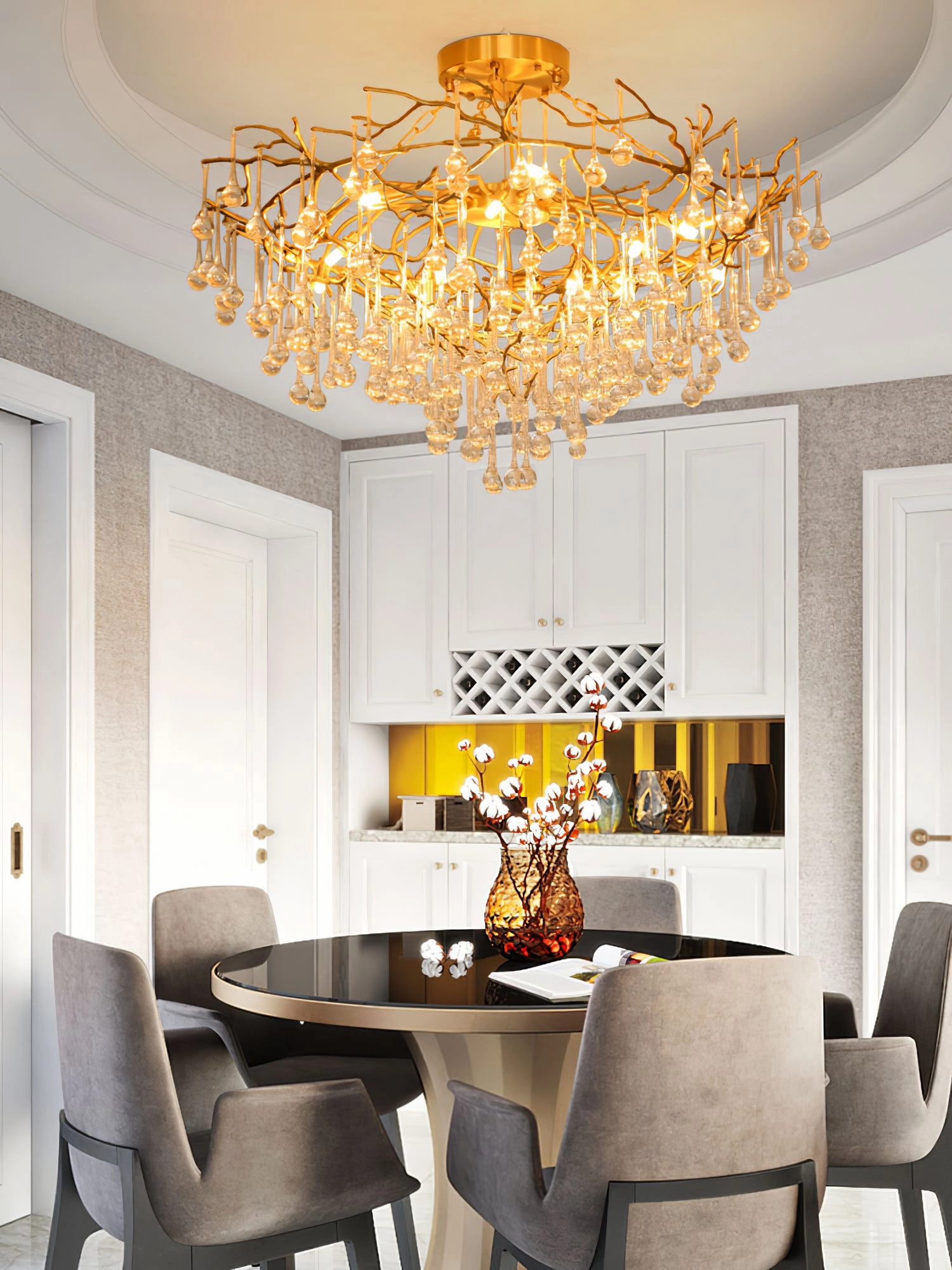 Anita Brass Leaf Chandelier