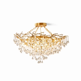 Anita Brass Leaf Chandelier flowerpot LED lamp