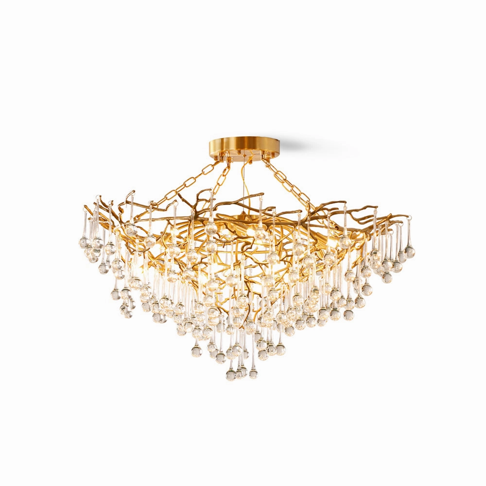 Anita Brass Leaf Chandelier flowerpot LED lamp