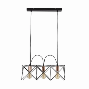Anthea 3 Light Black Ceiling Pendant With Copper Detail minimalist ceiling light