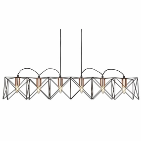 Anthea 6 Light Black Ceiling Pendant With Copper Detail minimalist ceiling light