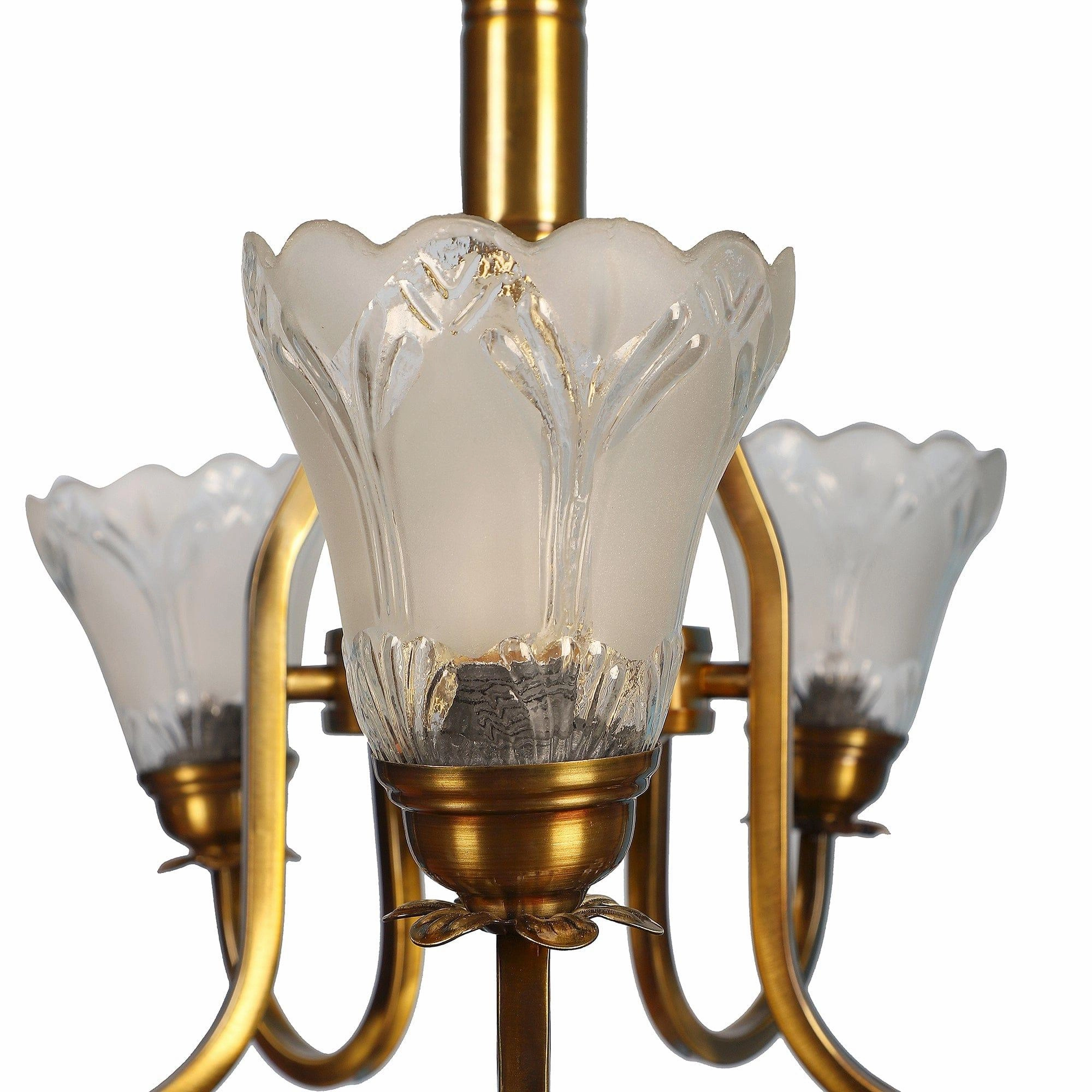 Antique Gold And White  Iron  5 Light Chandelier