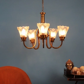 Antique Gold And White  Iron  5 Light Chandelier contemporary ceiling fixture