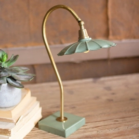 Antique Gooseneck Mint Enamel Lamp rechargeable bedside light