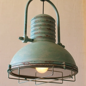 Antiqued Turquoise Industrial Pendant Light rechargeable bedside light