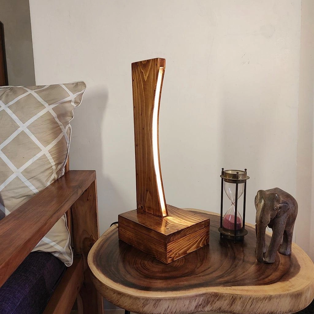 Arc Brown Wooden LED Table Lamp (BULB NOT INCLUDED)