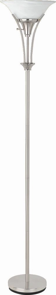 Archie Floor Lamp with Frosted Ribbed Shade Brushed Steel mini decorative bulb
