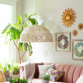 Aria Macrame Dome Pendant rechargeable bedside light