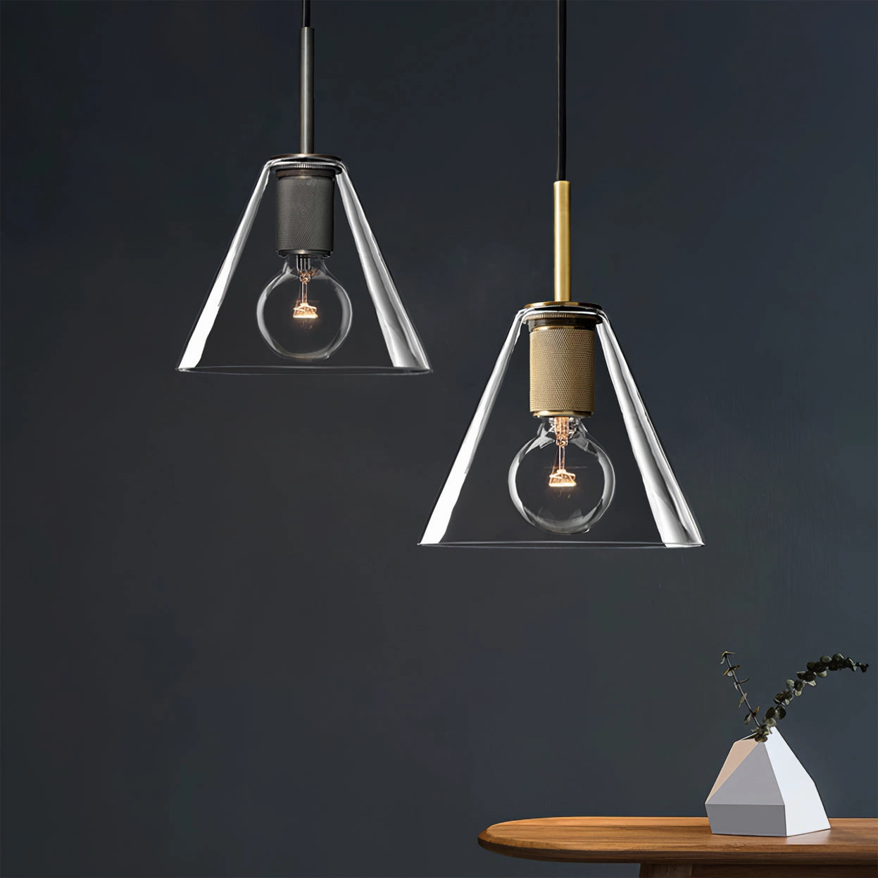Armed Brass Pendant Lamp