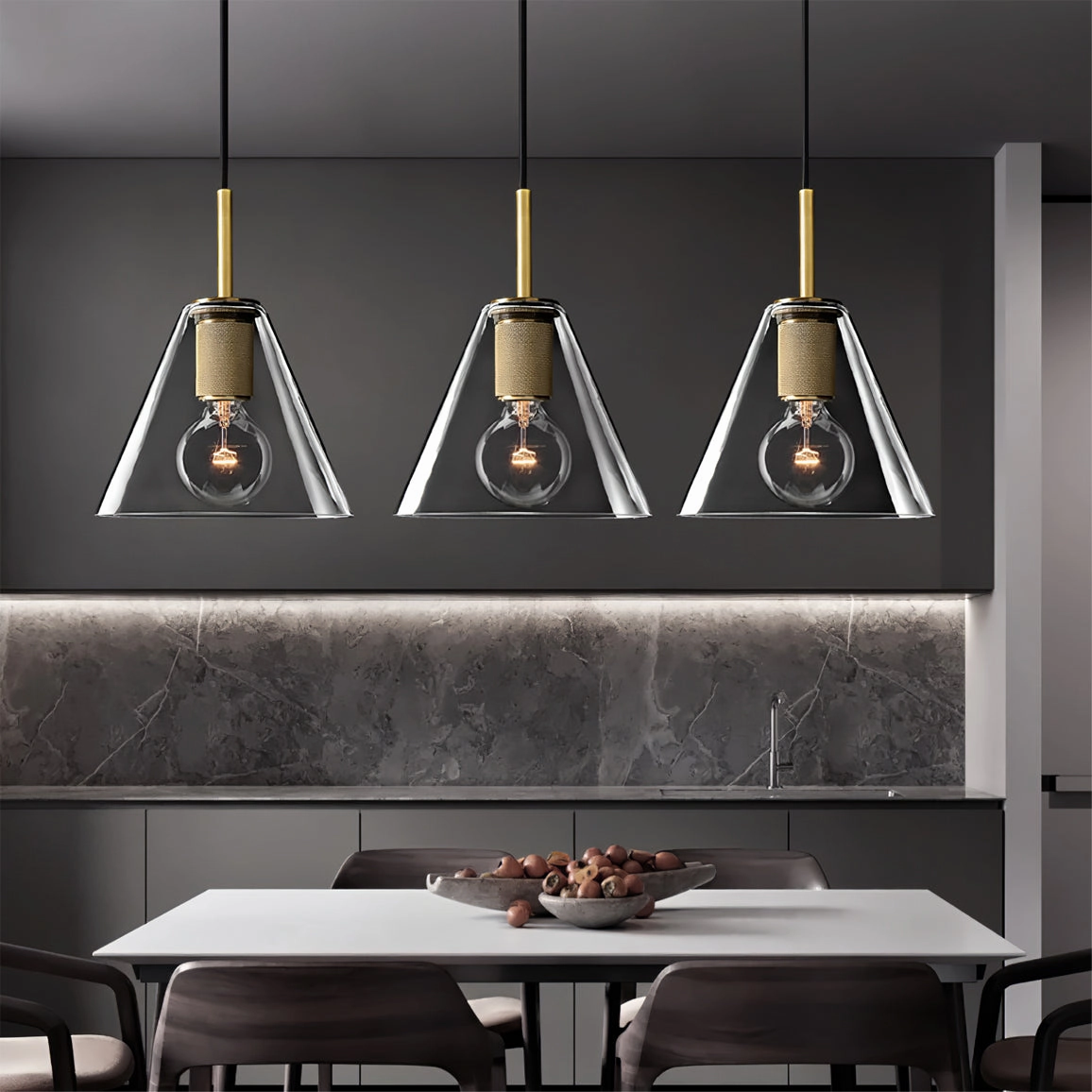 Armed Brass Pendant Lamp