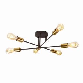 Armstrong 6 Light Black & Satin Brass Ceiling Light simple ceiling design light