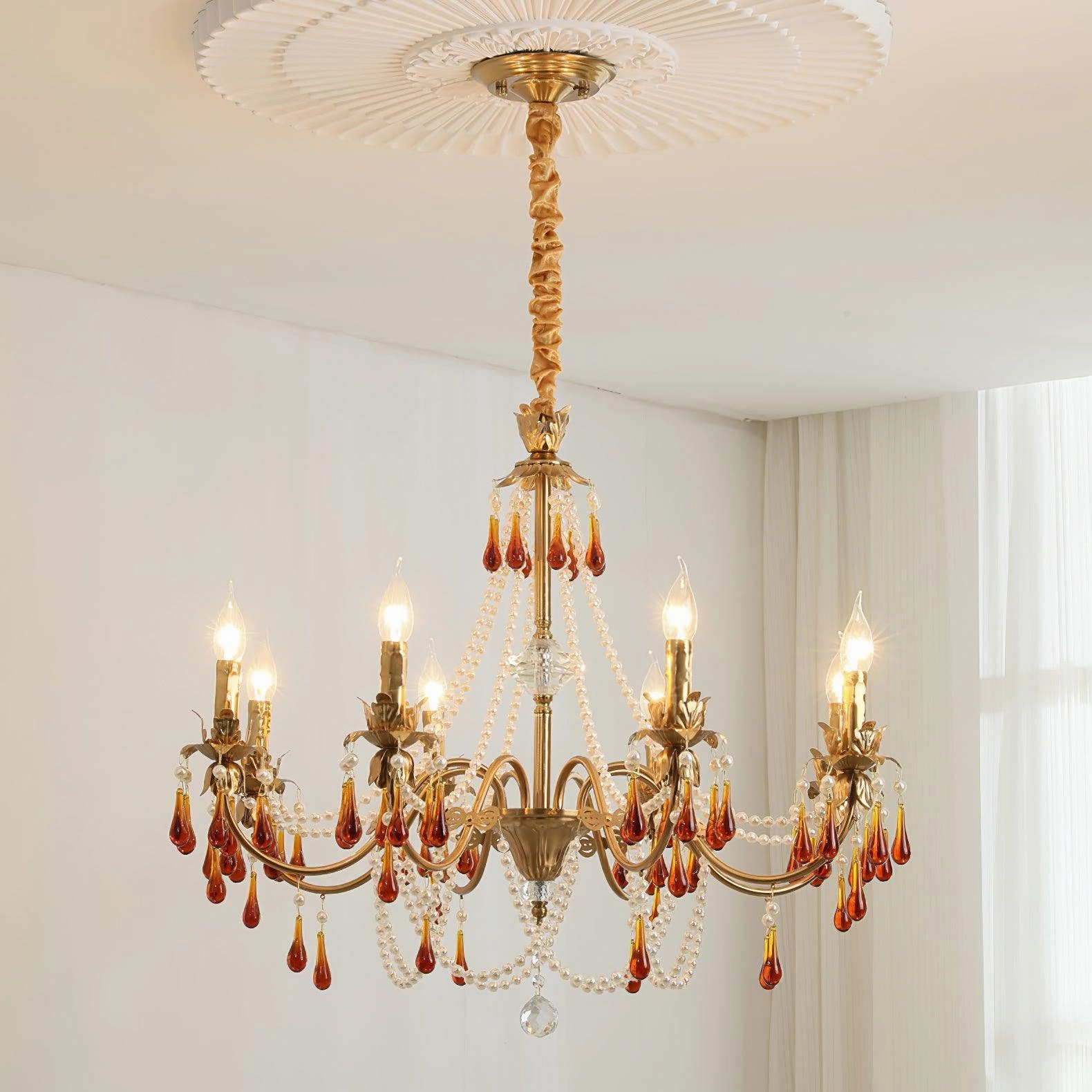 Aureate Amber Crystal Chandelier