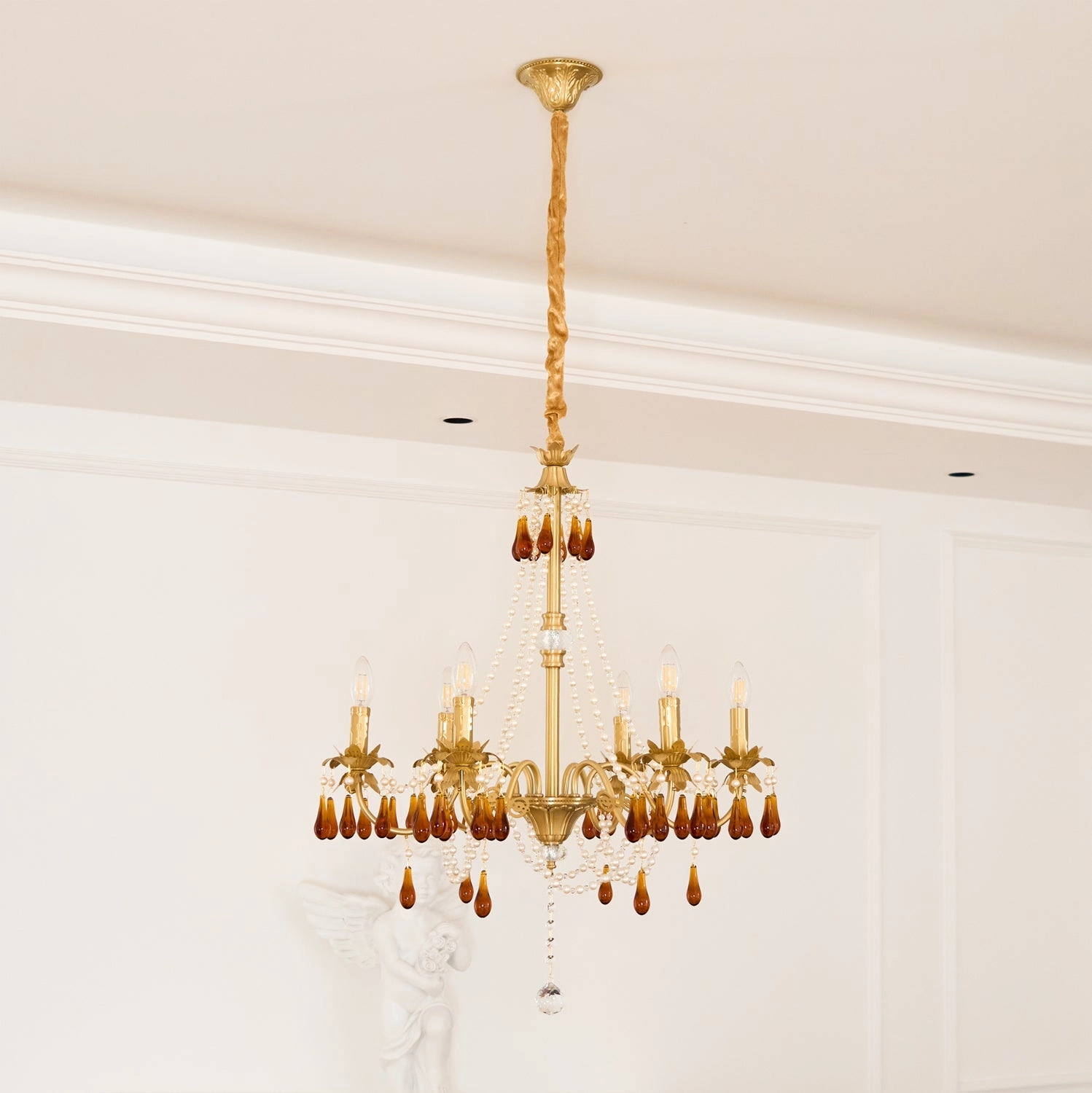 Aureate Amber Crystal Chandelier