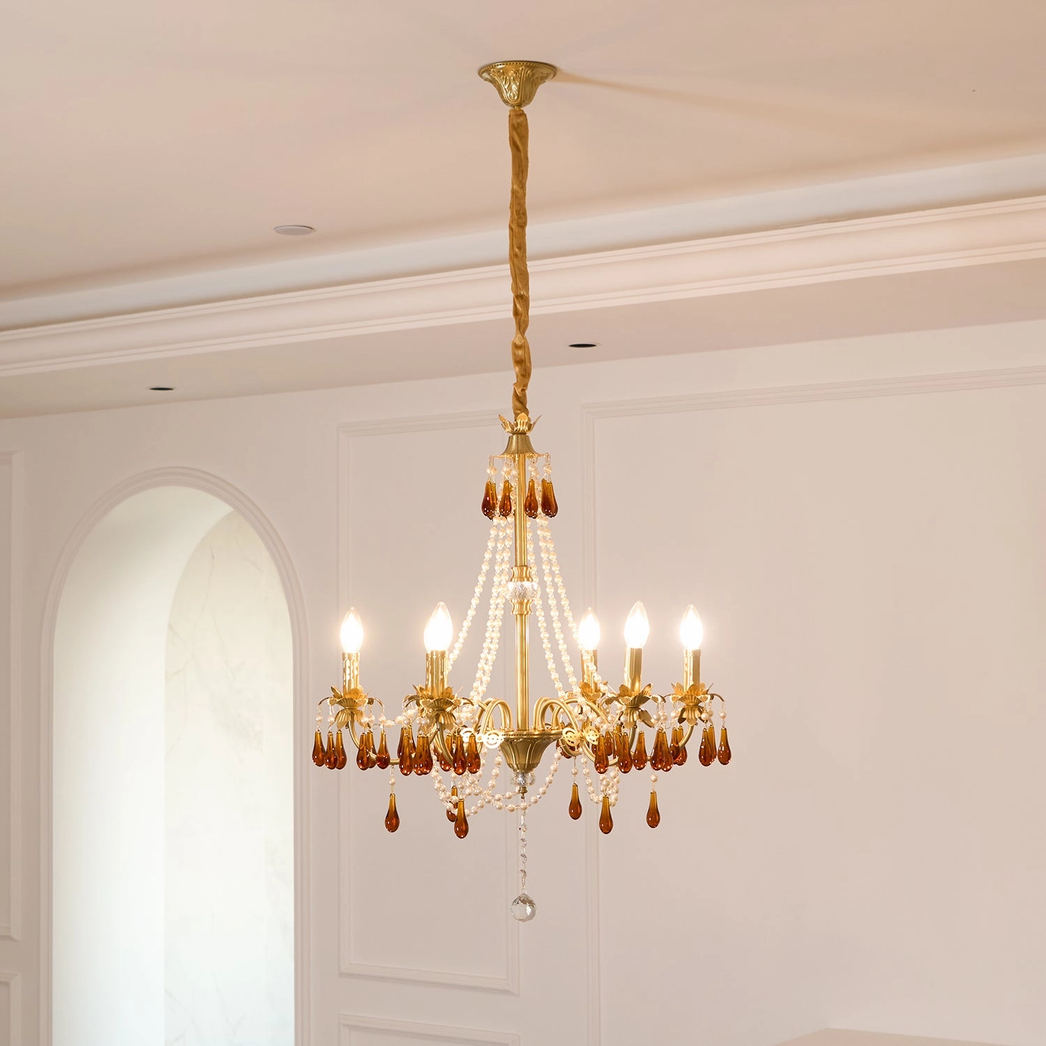 Aureate Amber Crystal Chandelier