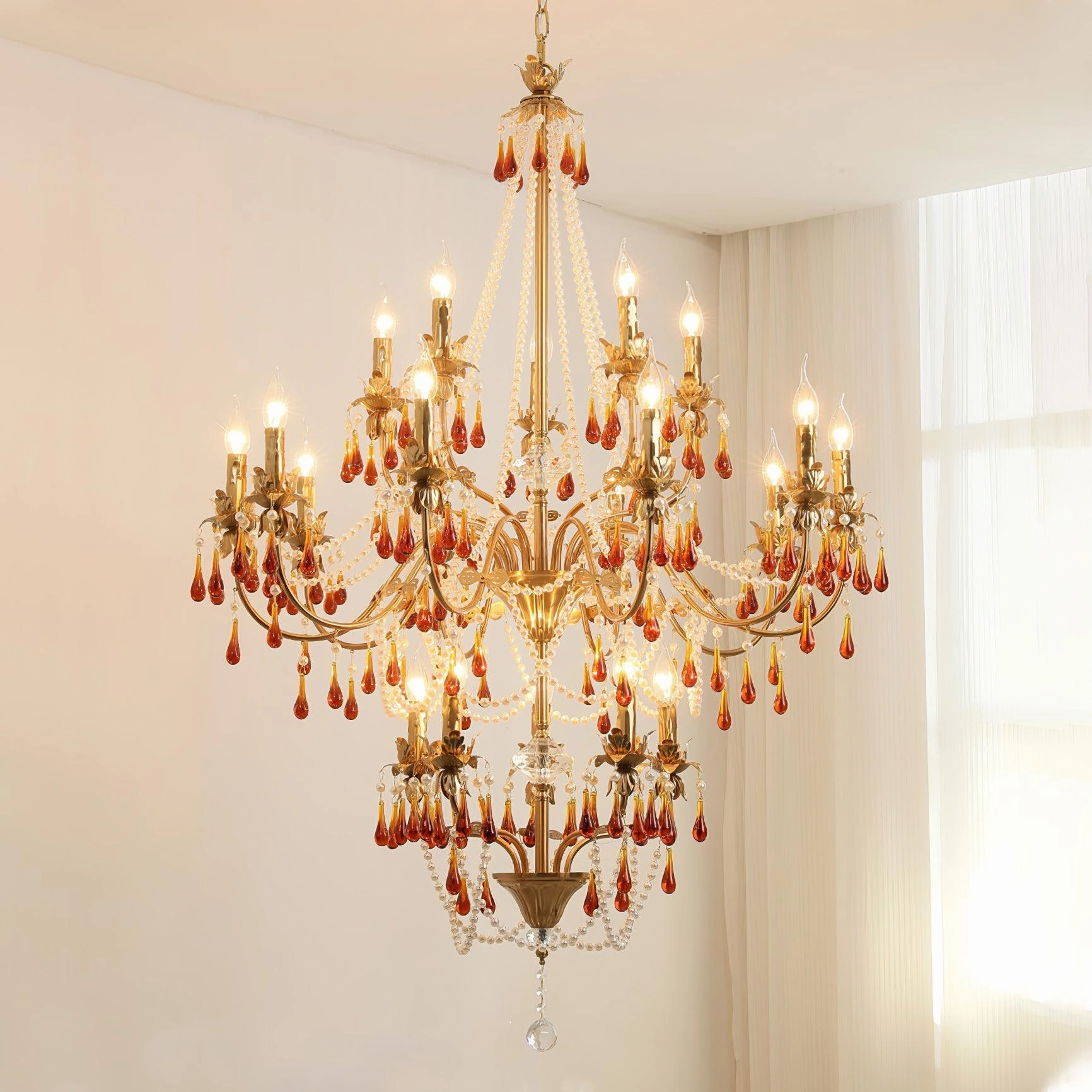Aureate Amber Crystal Chandelier