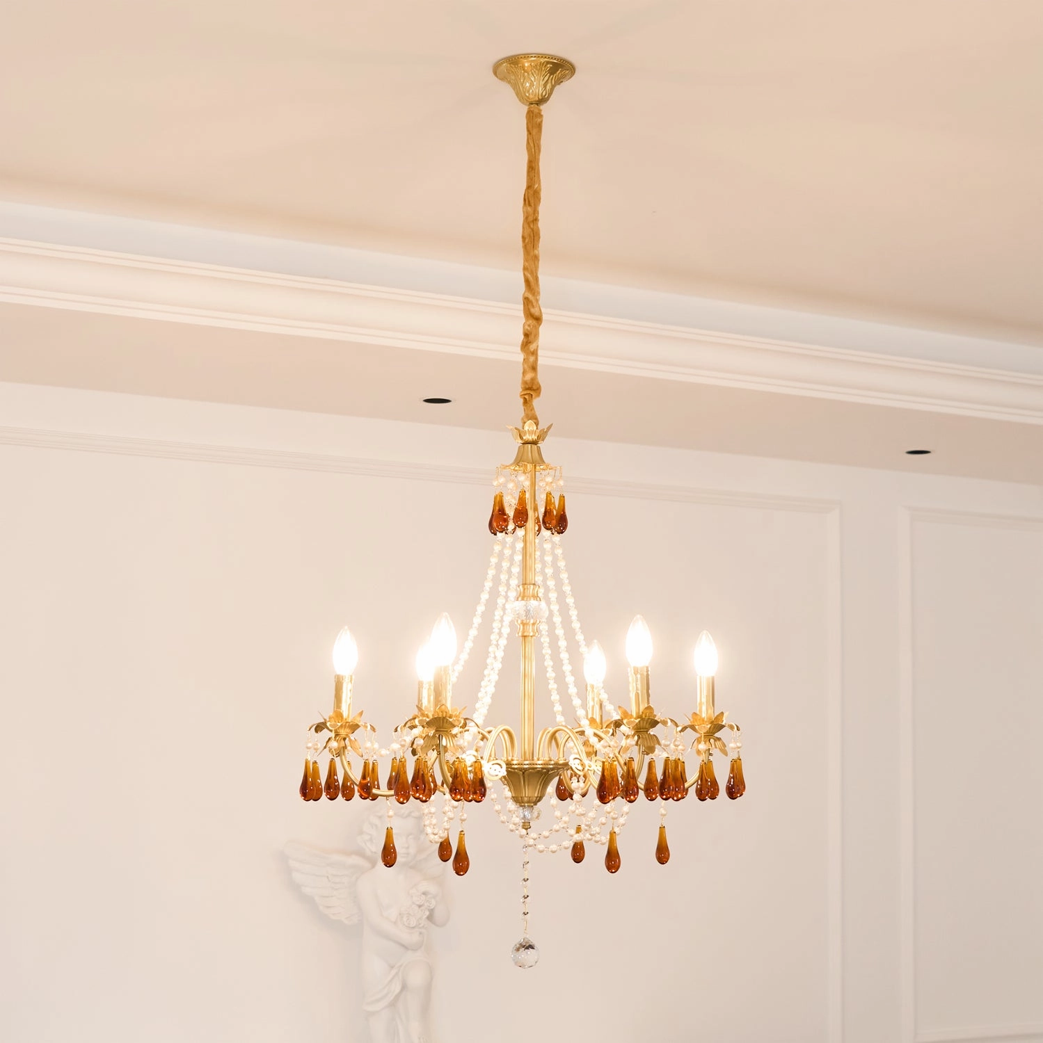 Aureate Amber Crystal Chandelier