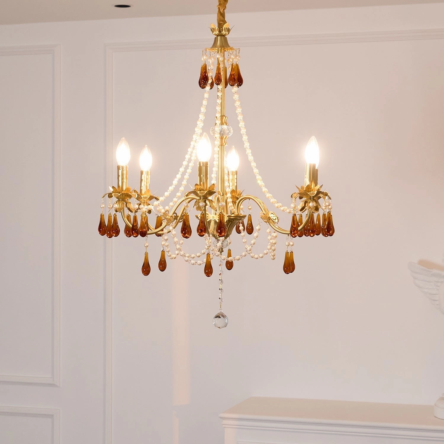 Aureate Amber Crystal Chandelier