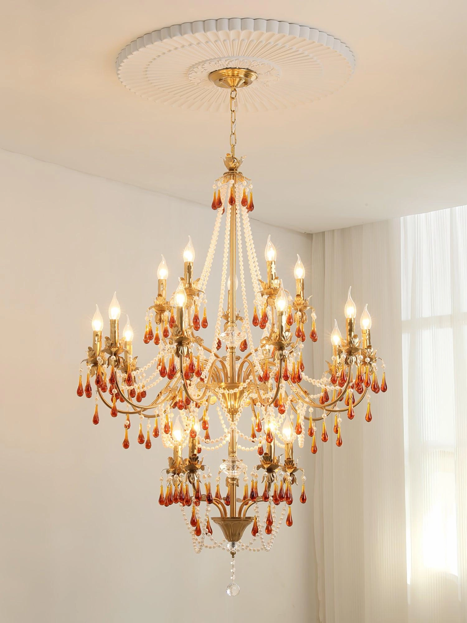 Aureate Amber Crystal Chandelier