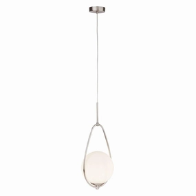 Avalon 1 Light Satin Silver Pendant With Opal Glass Ball minimalist ceiling light