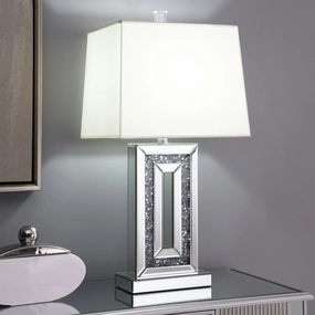 Ayelet Table Lamp with Square Shade White and Mirror mini decorative bulb