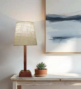 Babel Wooden Table Lamp with Brown Base and Premium White Fabric Lampshade (BULB NOT INCLUDED) Louis Poulsen chandelier